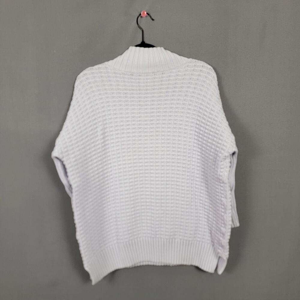 French Connection White Textured Cotton Funnel Neck Ribbed Knit Sweater - Picture 2 of 10